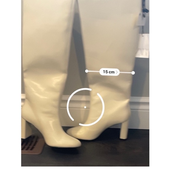 ZARA Off White Cream Knee High Heeled Leather Boots - Picture 12 of 16